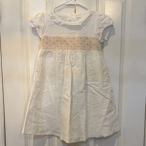 Edgehill Collection White and Tan Kids Dress